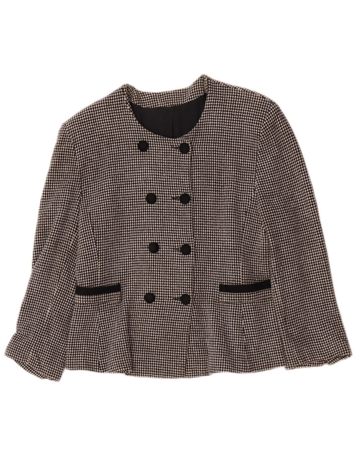 Vintage Damen Zweireiher Blazer Jacke UK 14 Medium Black Houndstooth
