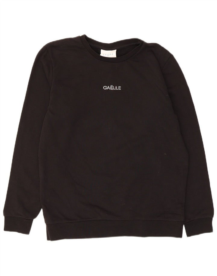 Gaelle Damen Sweatshirt-Pullover UK 14 Mittelschwarze Baumwolle
