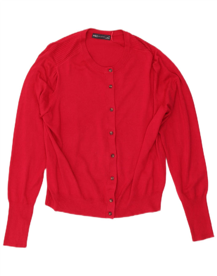 Marks & Spencer Damen Strickjacke Pullover UK 14 Große rote Viskose