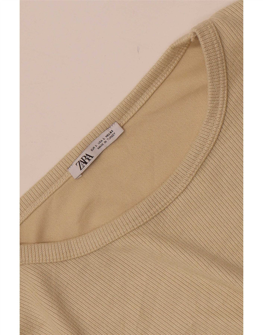 Zara Herren Loose Fit Top Langarm Large Beige