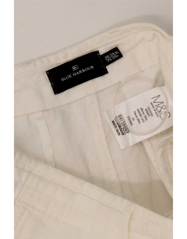 Marks & Spencer Herren Blue Harbour Gerade Chinohose W34 L29 Weiß