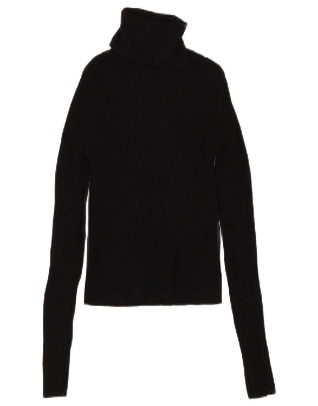 Zara Damen Crop Top Langarm UK 8 Small Schwarze Viskose