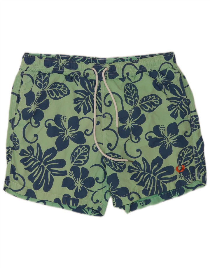 Fred Perry Herren-Badeshorts, normal, groß, grünes Blumenmuster, Polyamid