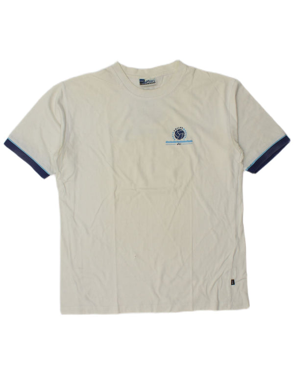 Asics Mens Graphic T-Shirt Top Large White Colourblock Cotton