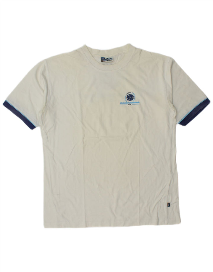 Asics Herren-T-Shirt mit Grafik, groß, weiße Farbblock-Baumwolle