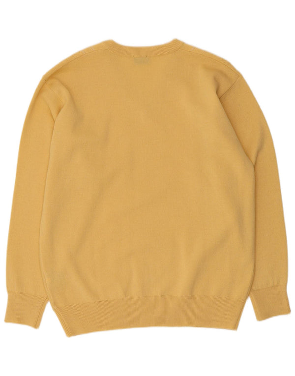 Gabicci Mens V-Neck Jumper Sweater Medium Yellow Wool