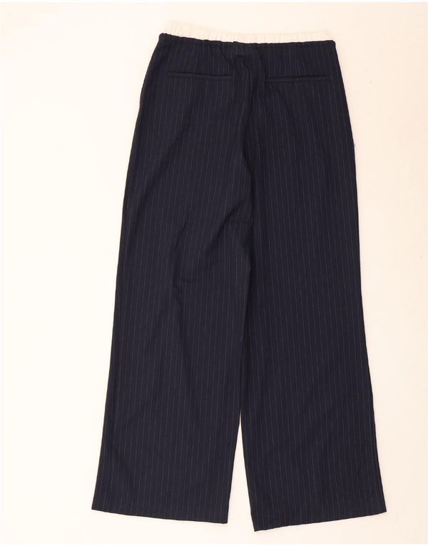 Zara Damen-Hose mit hoher Taille und weitem Bein, XS, Marineblau, gestreift, Polyester