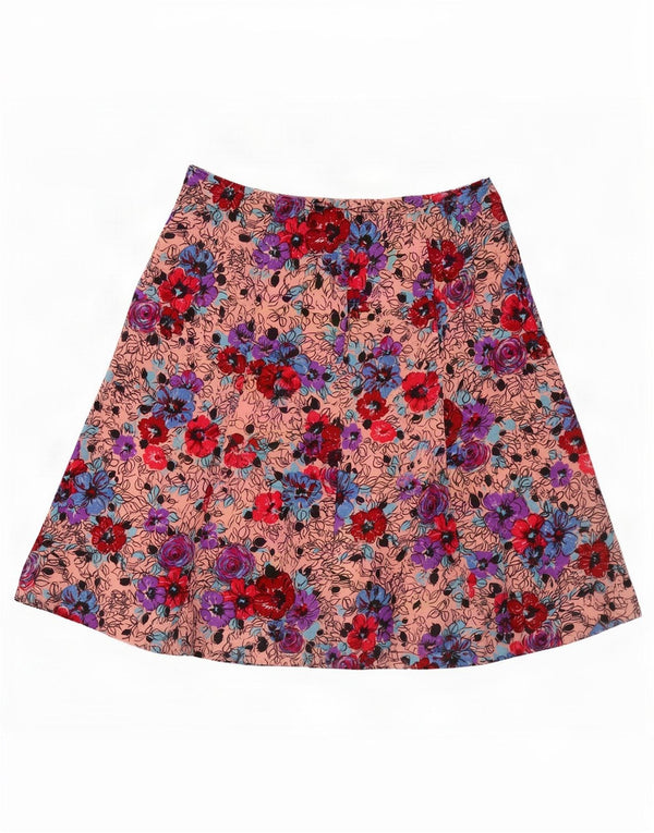 Vintage Damen A-Linie Rock IT 40 Small W27 Rosa Blumen