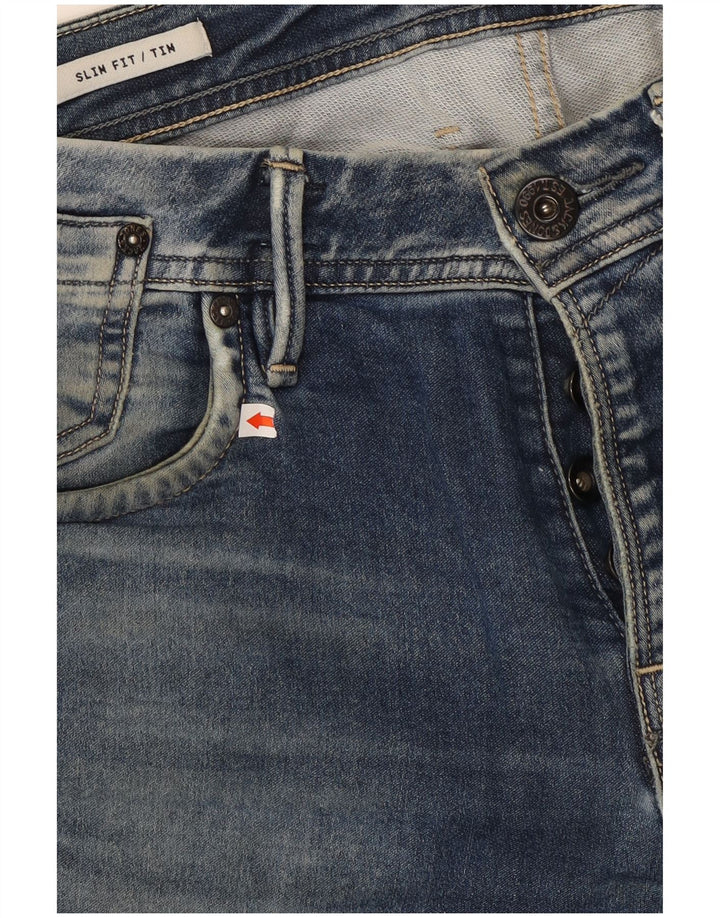 JACK & JONES Herren Tim Slim Jeans W30 L34 Blaue Baumwolle