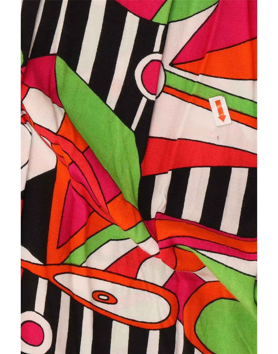 VINTAGE Damen Hemdbluse mit abstraktem Muster UK 14 Medium Mehrfarbig