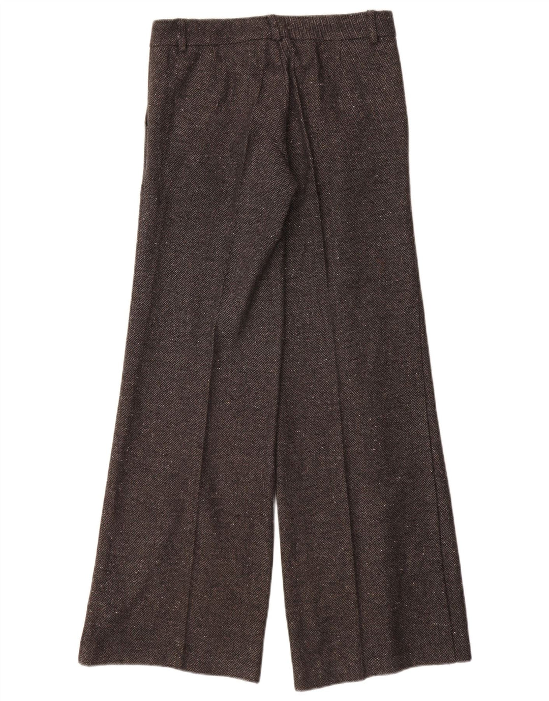 VINTAGE Damen Freizeithose IT 40 Small W28 L32 Graues Fischgrätenmuster