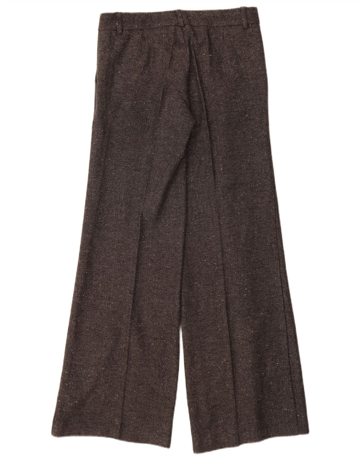 VINTAGE Damen Freizeithose IT 40 Small W28 L32 Graues Fischgrätenmuster