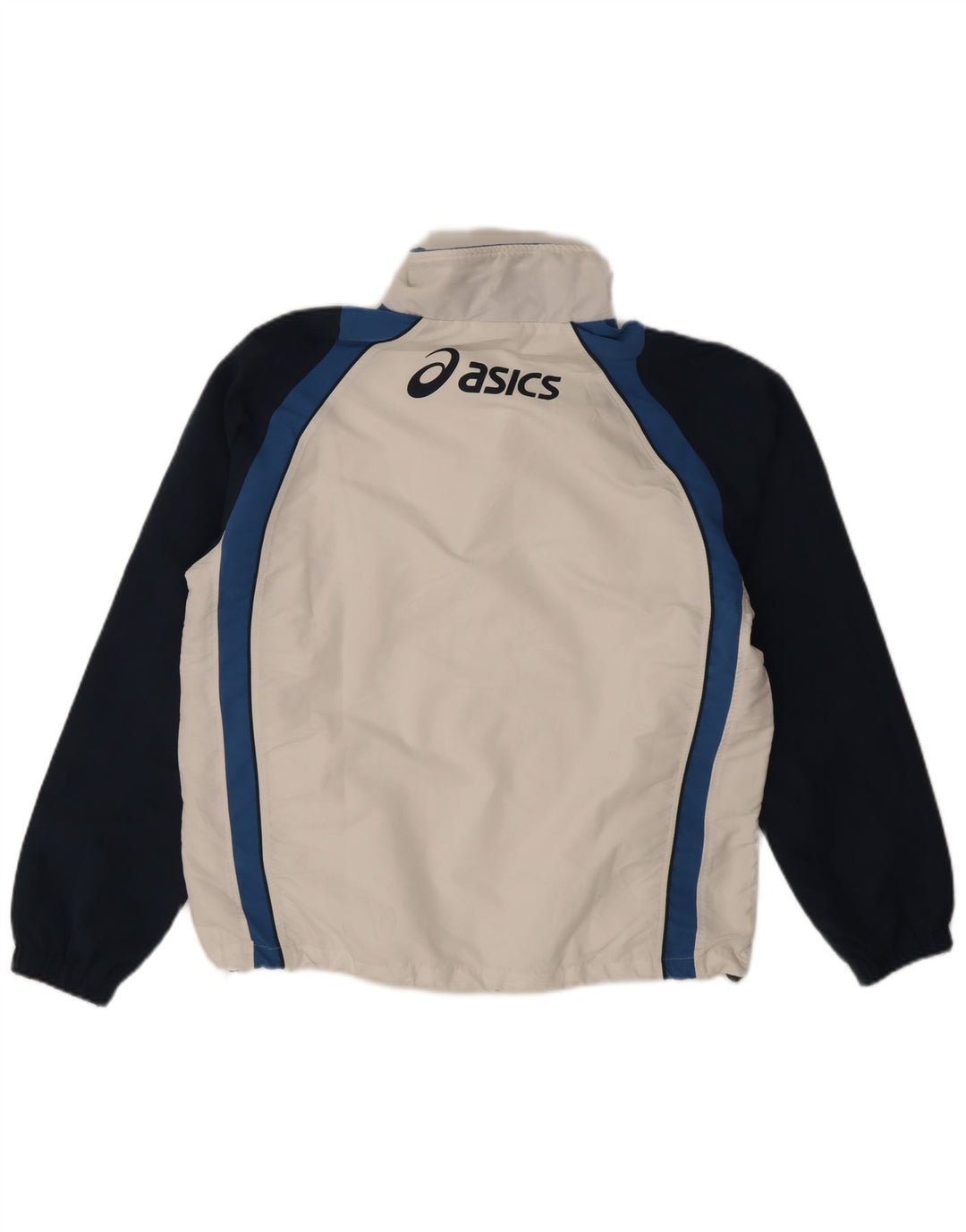 Asics Herren-Trainingsanzug mit Grafik-Oberteil, großes, weißes Farbblock-Polyester