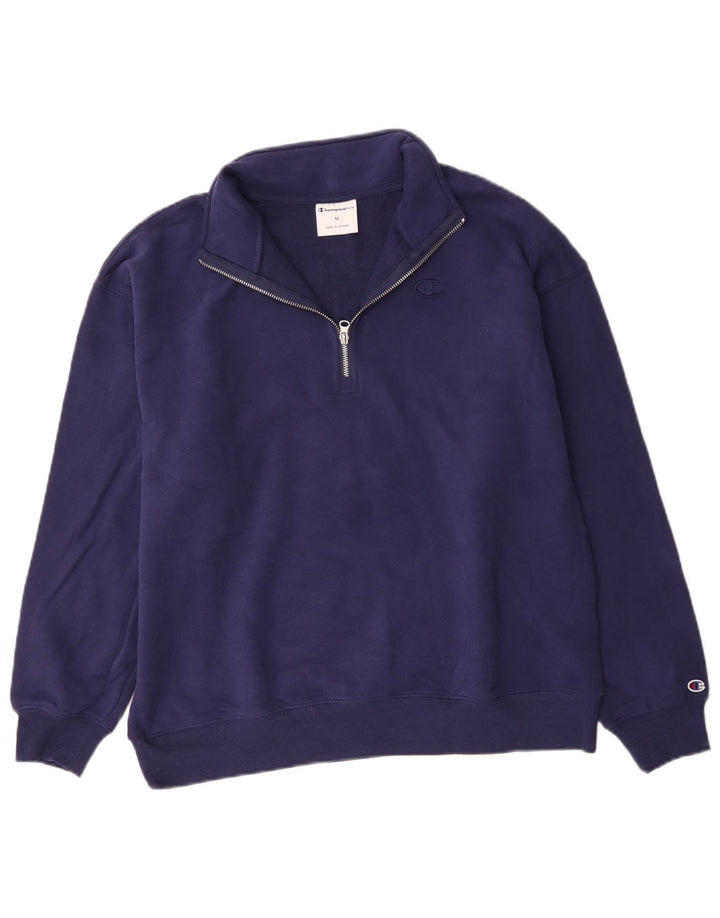Champion Herren-Sweatshirt mit Reißverschluss am Hals, mittlere marineblaue Baumwolle