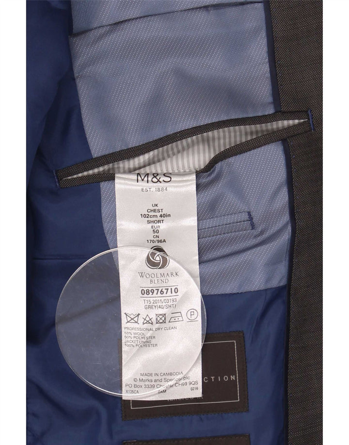 Marks & Spencer Herren-Blazer mit 2 Knöpfen, UK 40, mittelgraue Wolle