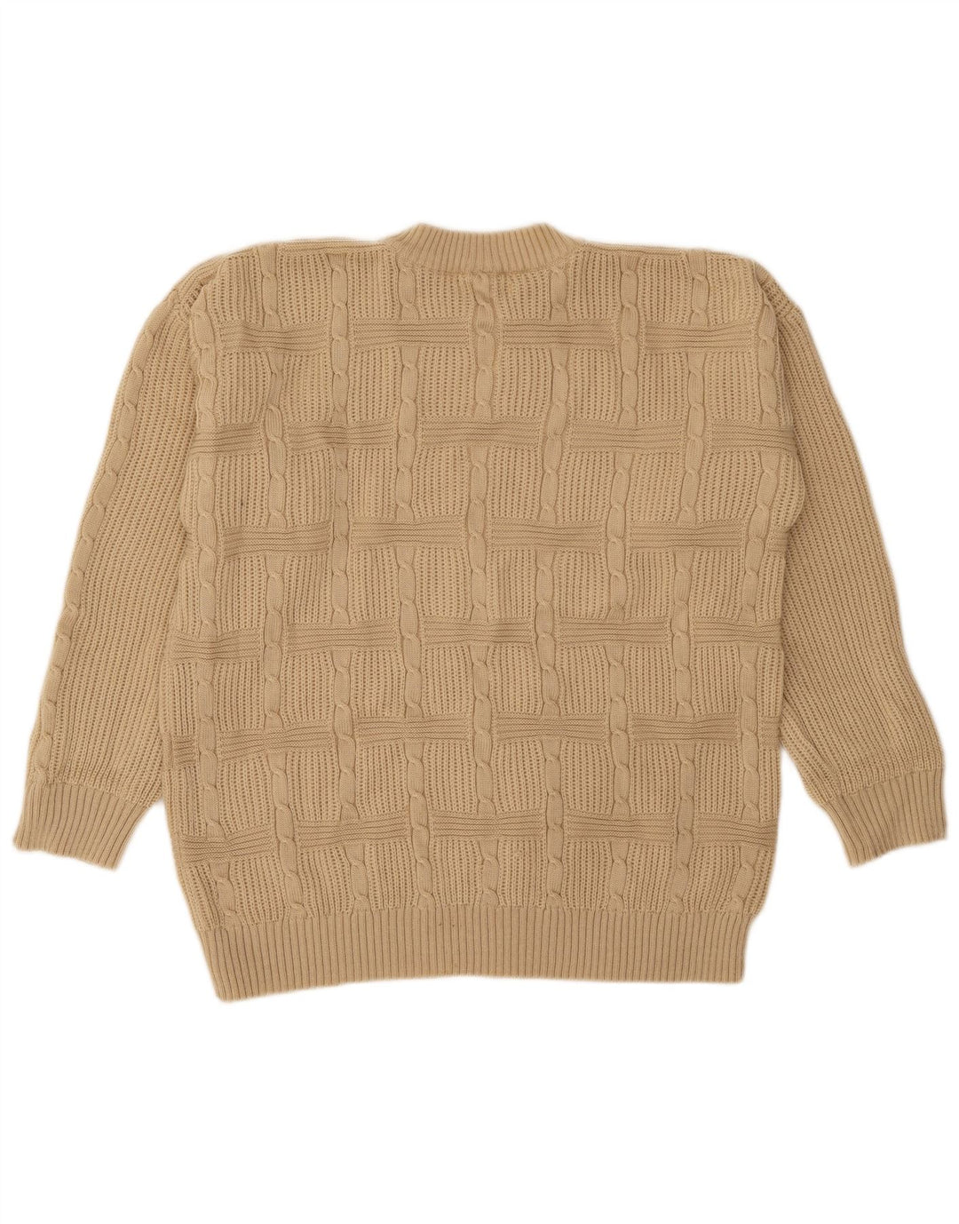 Vintage Herren Pullover mit Rundhalsausschnitt IT 50 Medium Beige Acryl