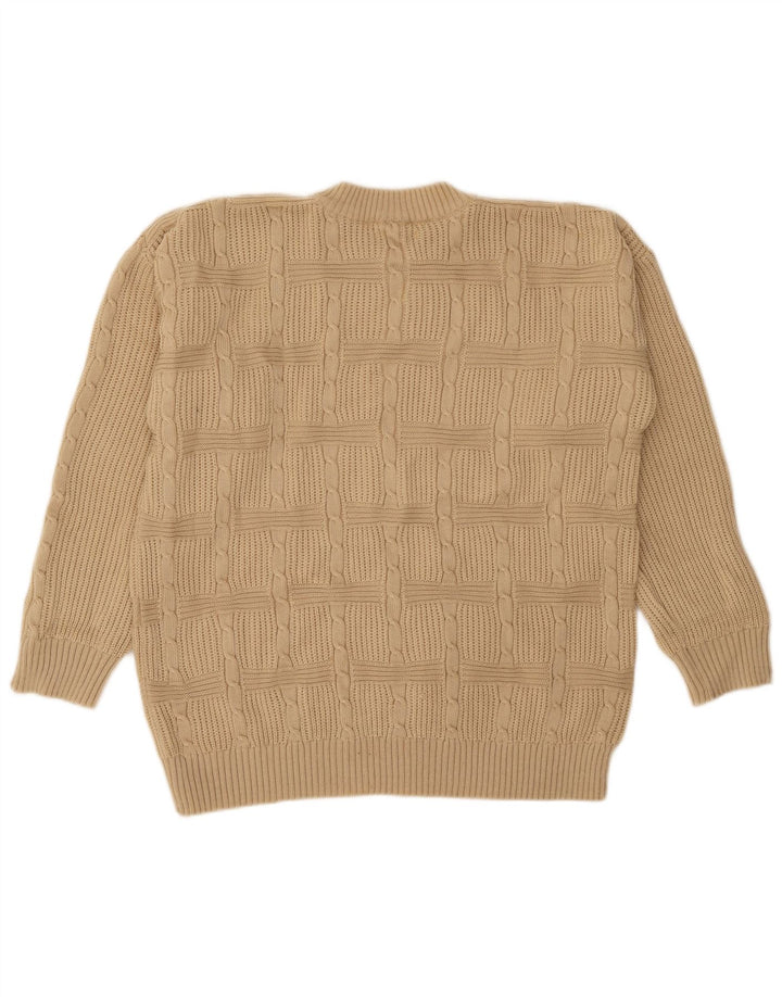 Vintage Herren Pullover mit Rundhalsausschnitt IT 50 Medium Beige Acryl