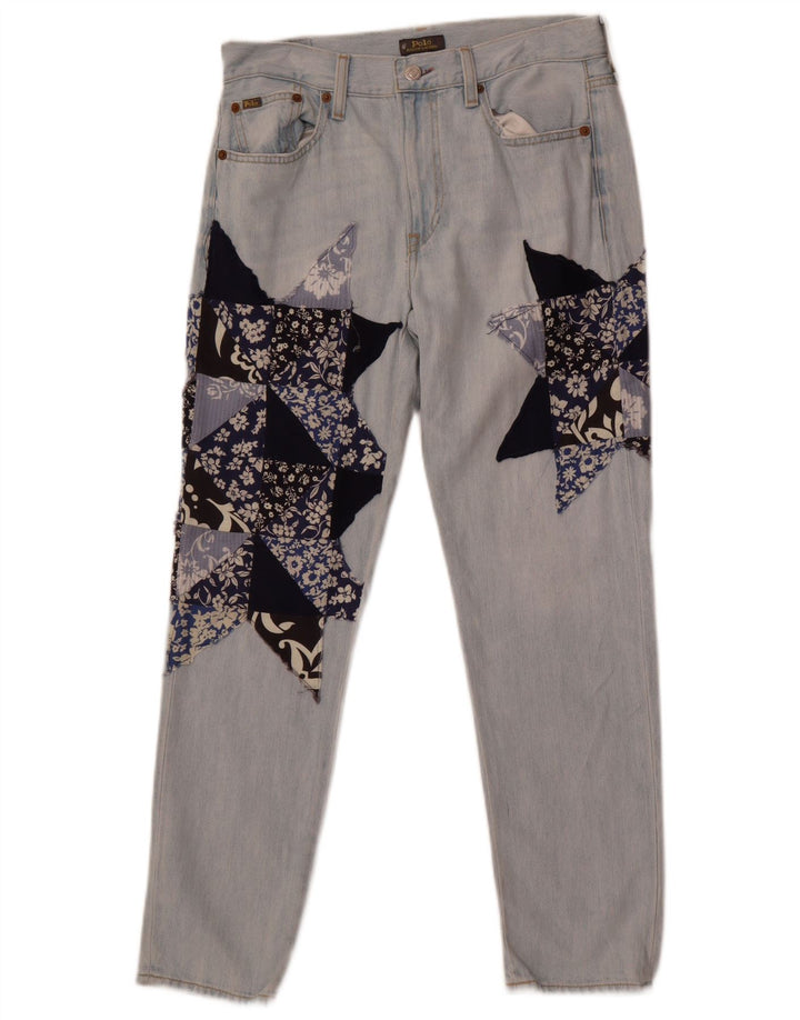 Polo Ralph Lauren Damen Slim Jeans W26 L28 Blaue Patchwork-Baumwolle