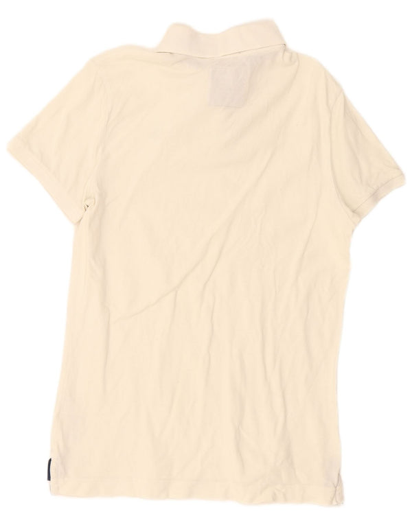 Abercrombie & Fitch Herren-Muskel-Poloshirt, groß, cremefarbene Baumwolle