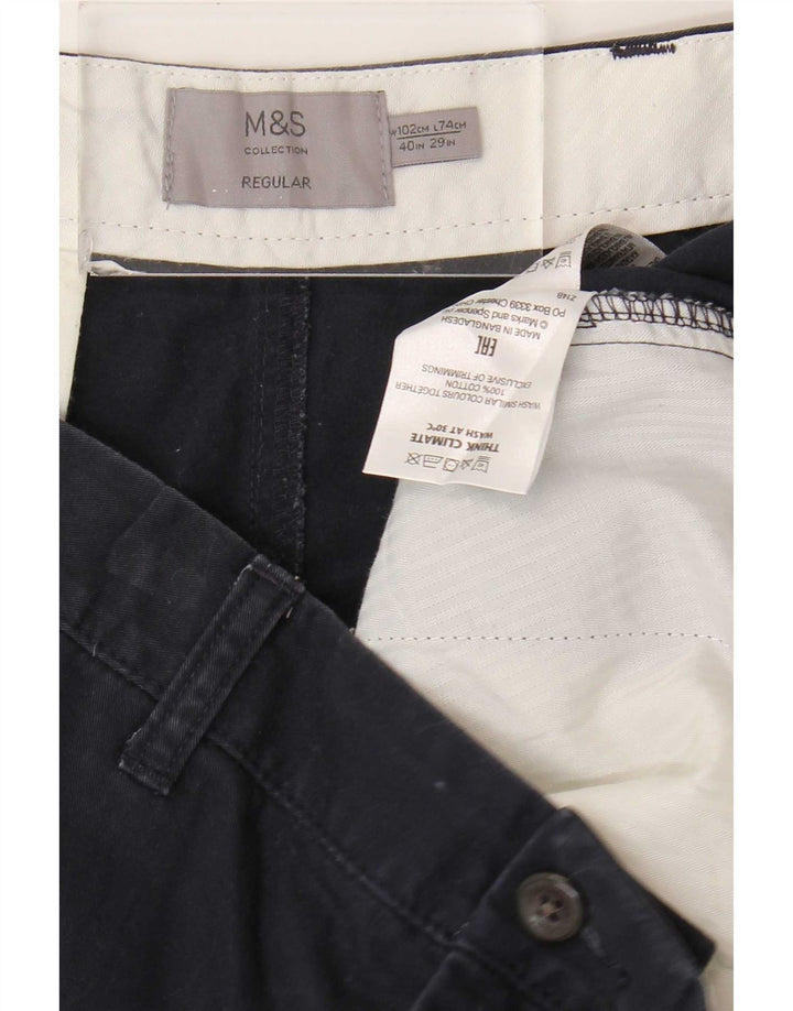Marks & Spencer Herren-Chinohose, normal, W40, L29, Marineblau, Baumwolle