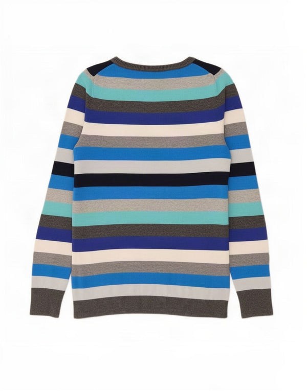 Gap Damen-Pullover mit U-Boot-Ausschnitt, UK 12, mittelblau, gestreift, Baumwolle
