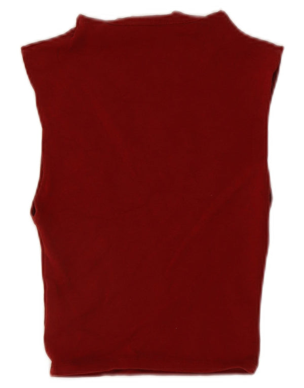 Zara Damen Crop Vest Top UK 8 Small Kastanienbraune Baumwolle