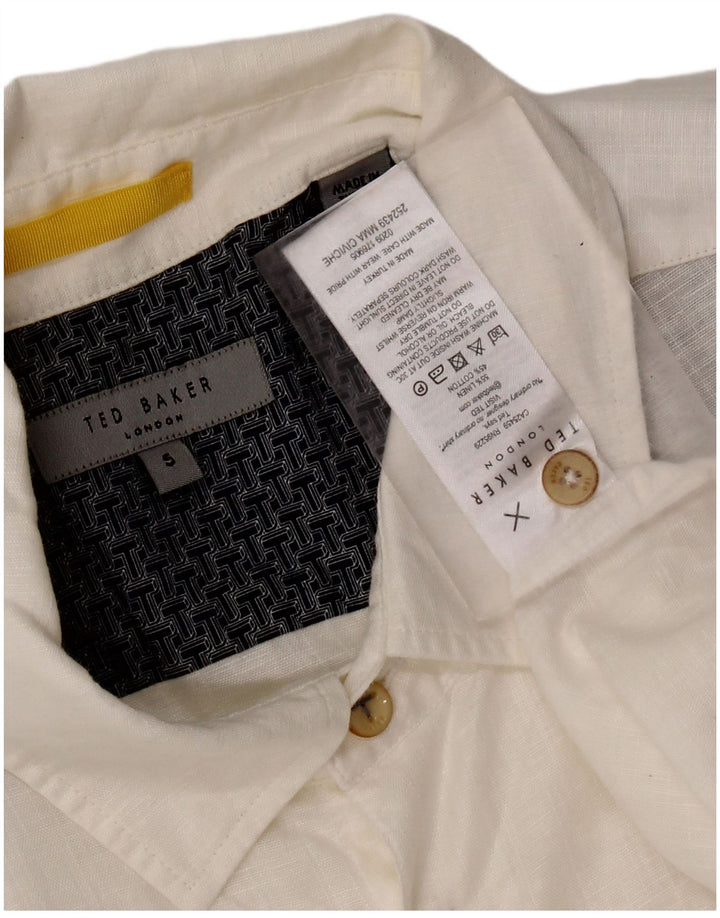 TED BAKER Herren Kurzarmhemd Größe 5 XL Weißes Leinen