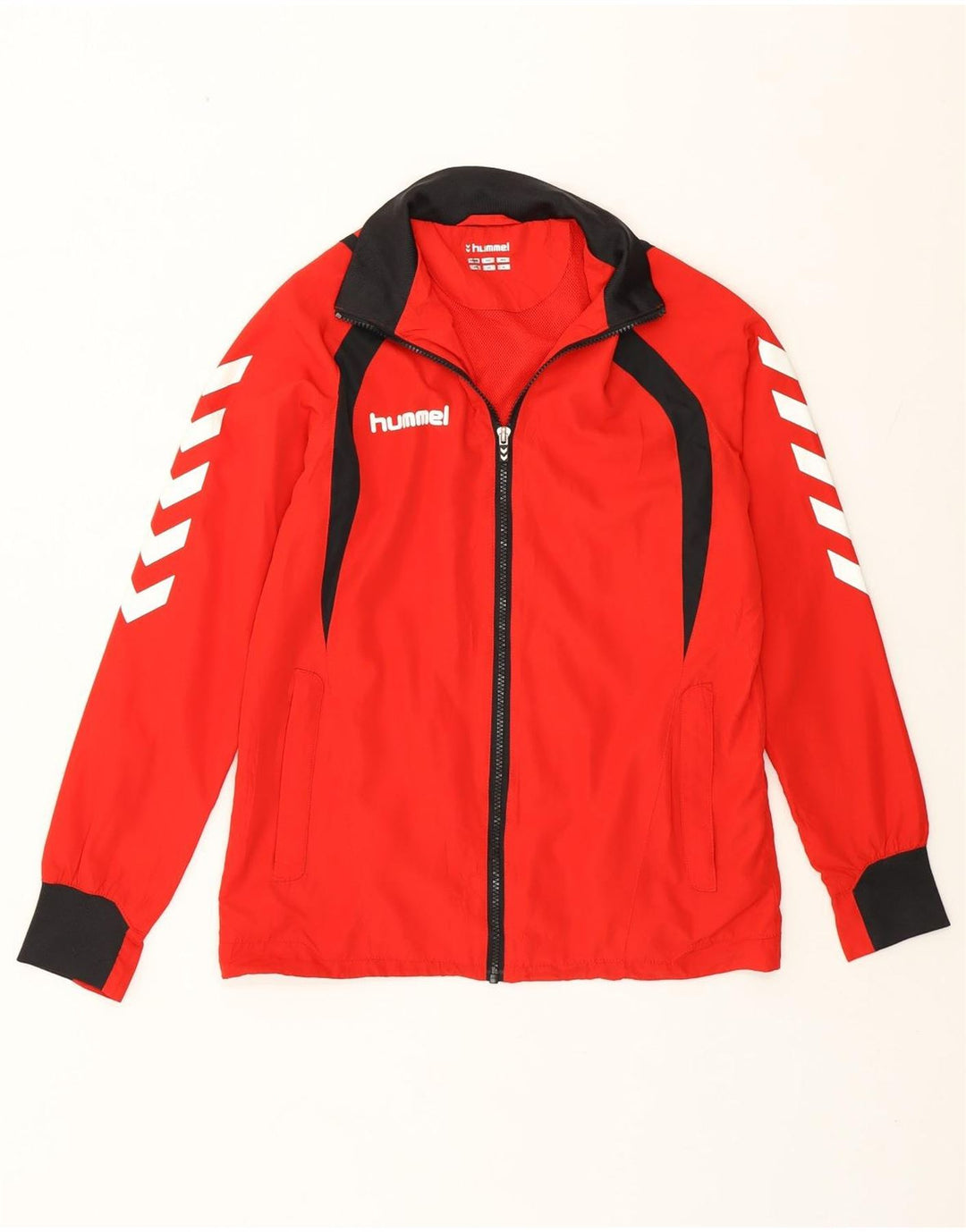 Hummel Herren-Trainingsanzugoberteil mit Grafik, XS, rotes Farbblock-Polyester