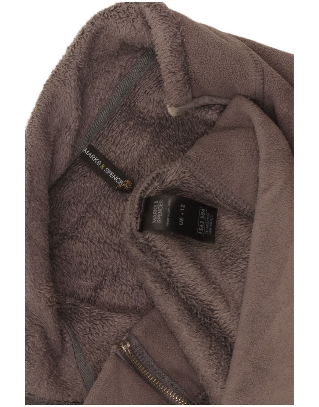 Marks & Spencer Damen Fleecejacke UK 12 Mittelgraues Polyester