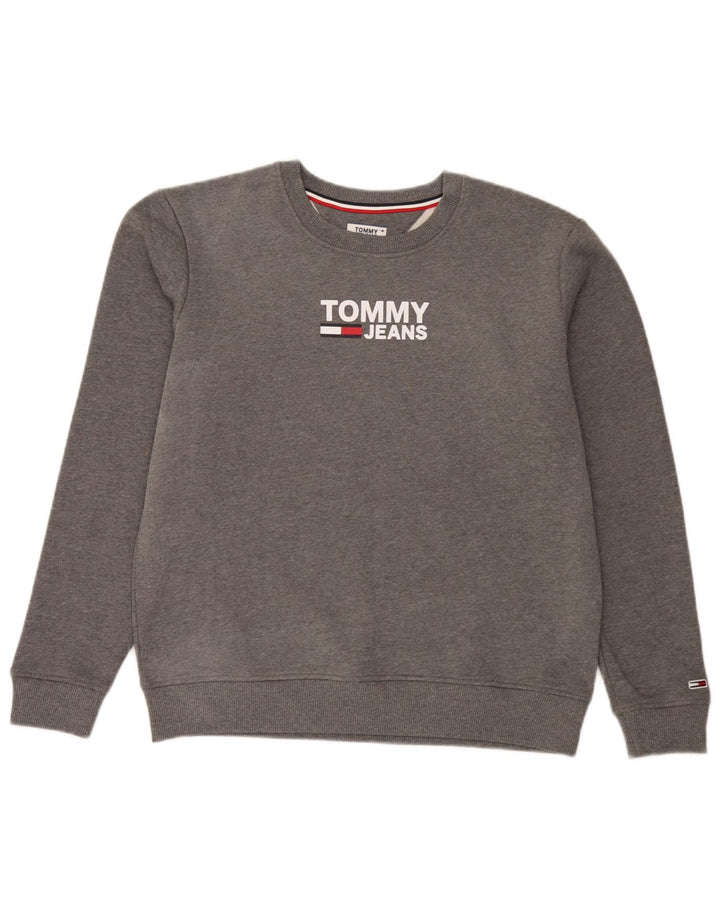 Tommy Hilfiger Herren-Sweatshirt mit Grafik, groß, graue Baumwolle