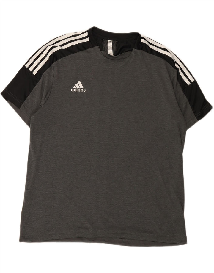 Adidas Herren T-Shirt Top XL Grau Colourblock Polyester