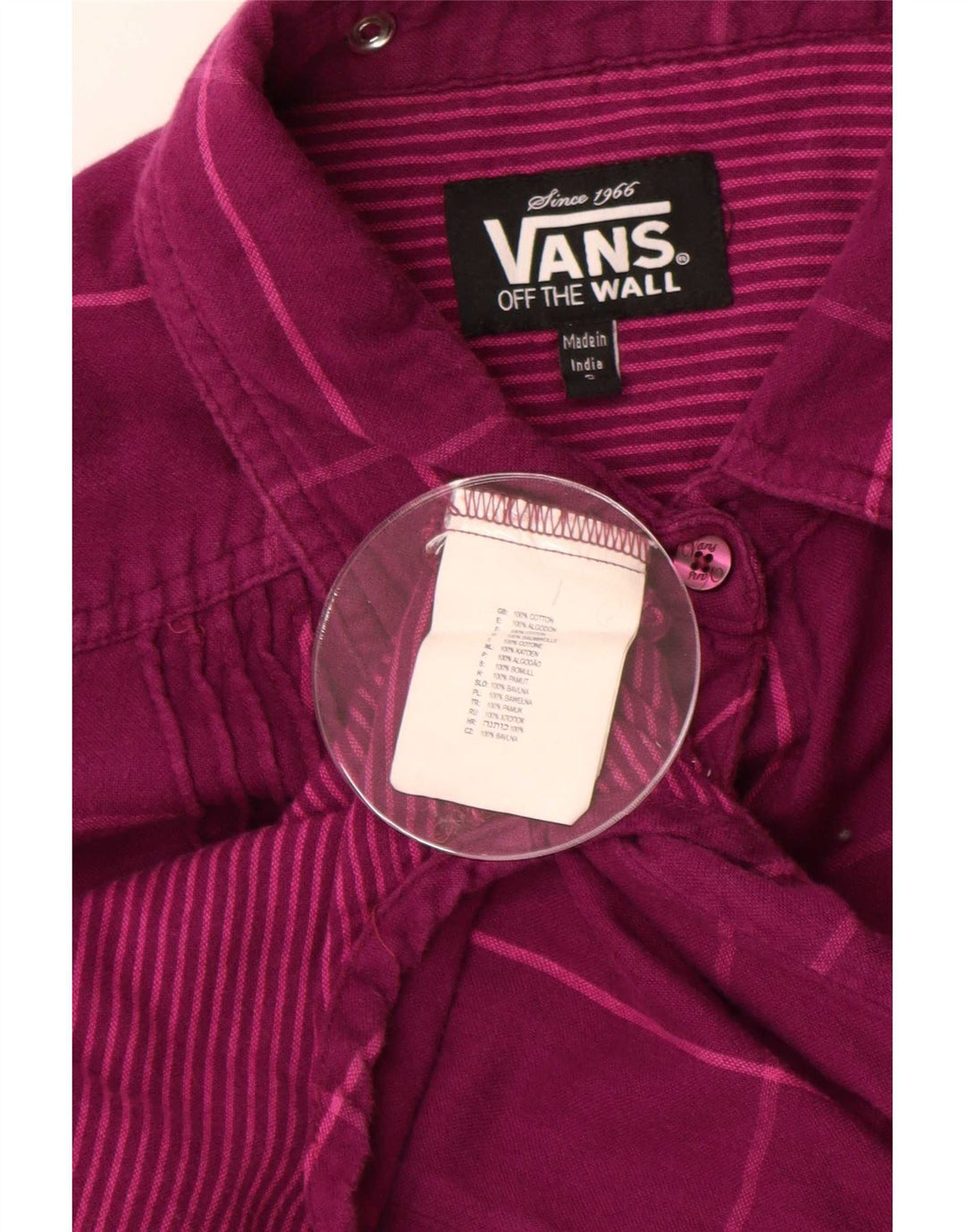 Vans Damenhemd UK 10 Small Lila kariert Baumwolle