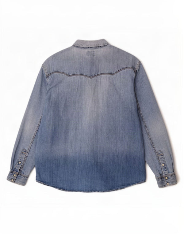 Wrangler Herren Freizeit-Jeanshemd XL aus blauer Baumwolle