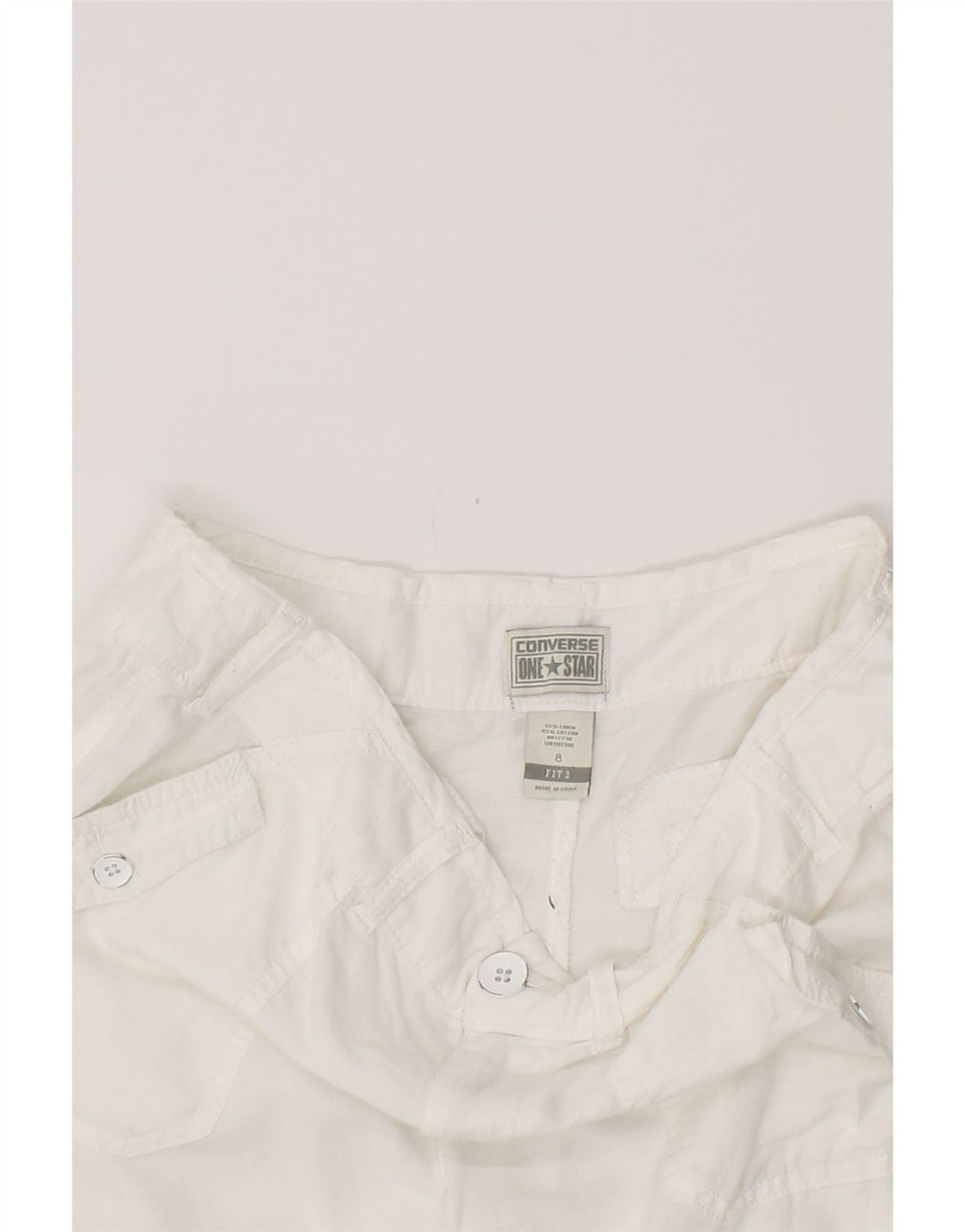 CONVERSE Freizeitshorts für Damen US 8 Medium W34 Weißes Leinen