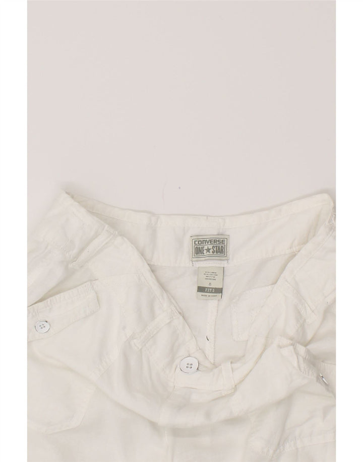 CONVERSE Freizeitshorts für Damen US 8 Medium W34 Weißes Leinen