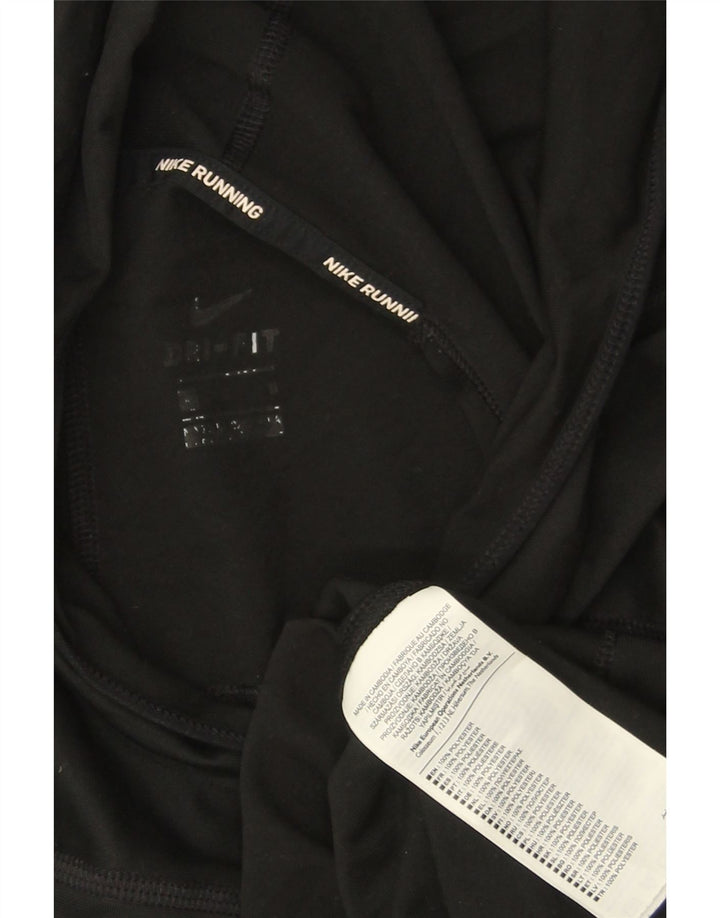 Nike Damen Running Crop Graphic Hoodie Pullover UK 14 Medium Schwarz Polyester