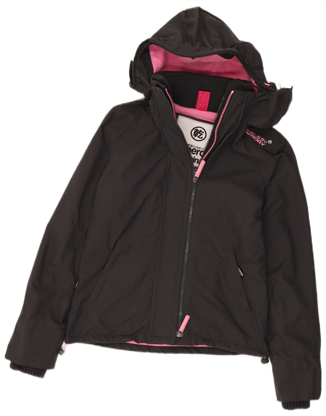 Superdry Damen Windcheater mit Kapuze, Windjacke, Gr. 10, Größe S, Grau