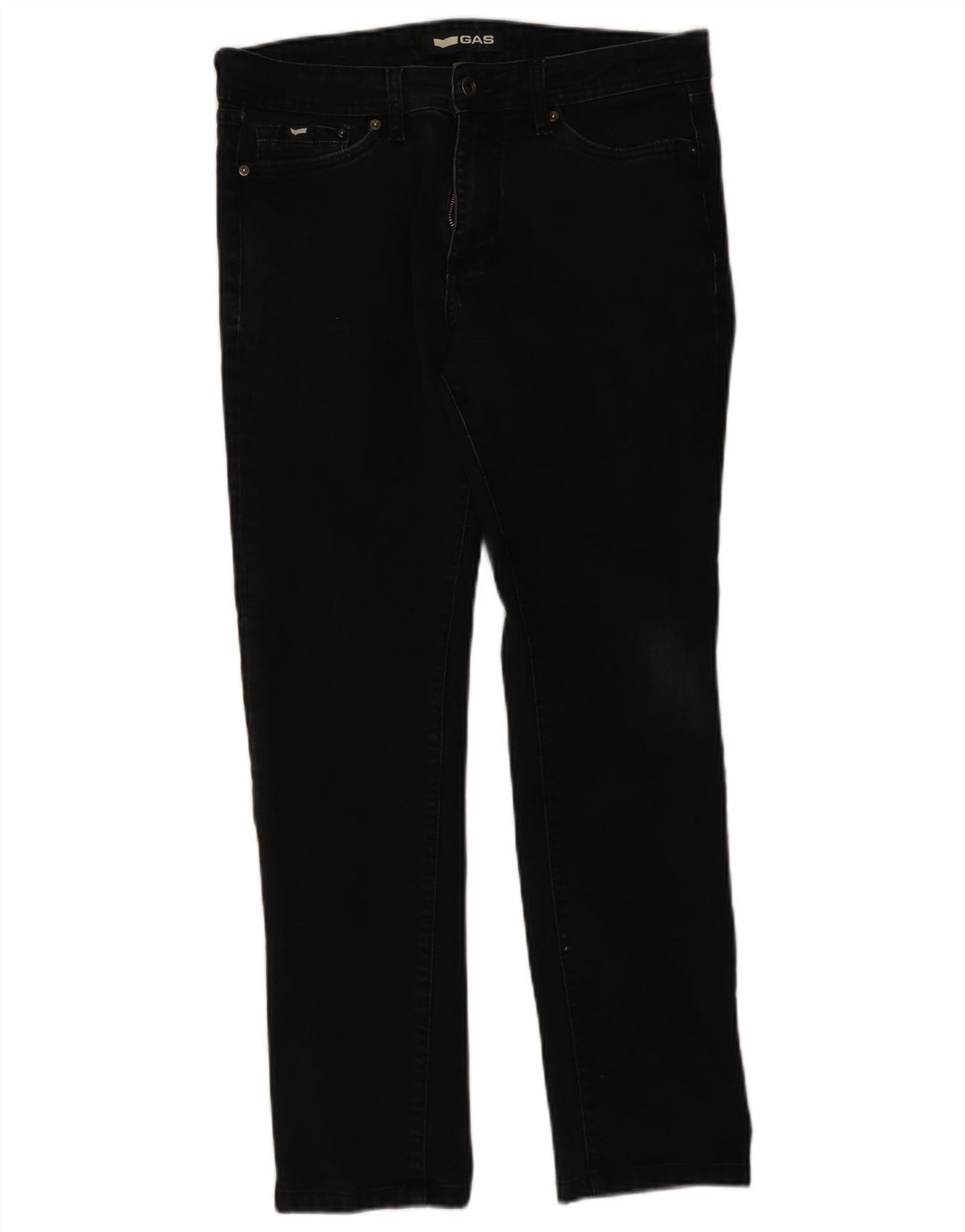 Gas Herren Straight Jeans W34 L29 Schwarze Baumwolle