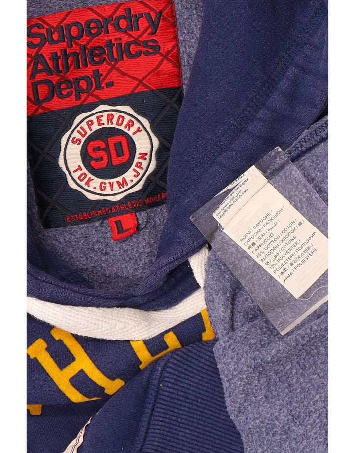 SUPERDRY Herren-Kapuzenpullover mit Grafik, groß, aus blauer Baumwolle