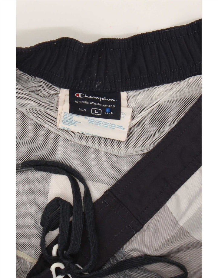 Champion Herren-Badeshorts, groß, grau kariert, Polyester