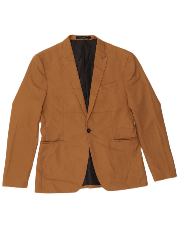 Zara Herren 1-Knopf-Blazerjacke EU 52 Large Braun