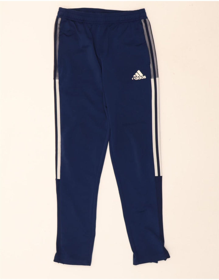 ADIDAS Boys Tracksuit Trousers 13-14 Years Navy Blue Polyester