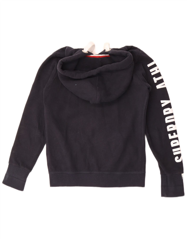 Superdry Herren-Kapuzenpullover mit grafischem Reißverschluss, mittelmarineblaue Baumwolle