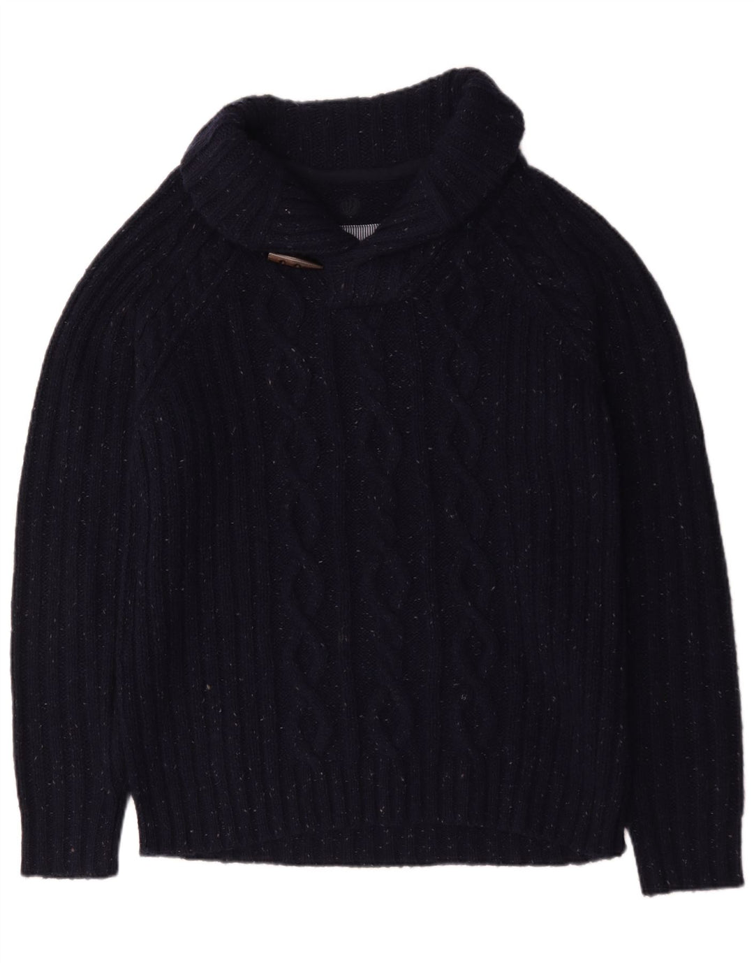 Fat Face Herren-Pullover mit Schalkragen, groß, marineblau gesprenkelte Wolle