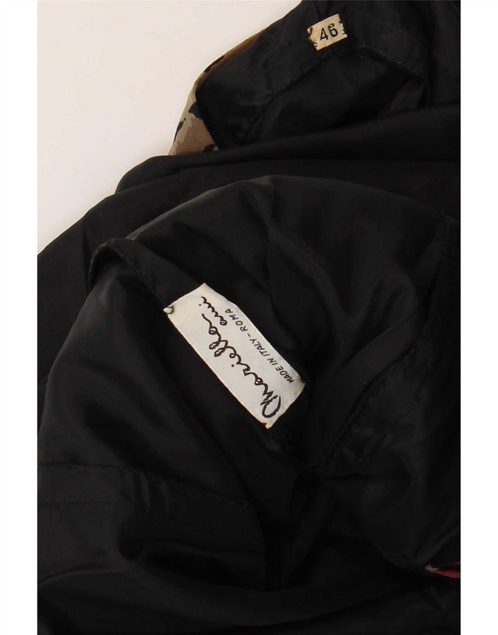 Vintage Damen A-Linie Kleid IT 46 Großes Schwarz geblümt