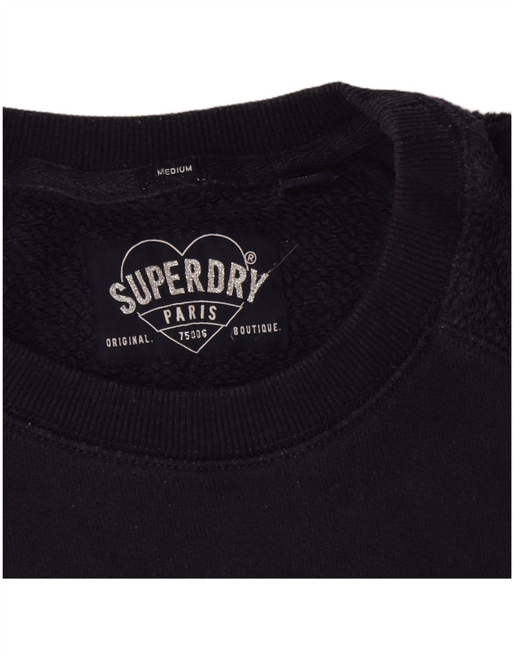 Superdry Damen Grafik-Sweatshirt-Pullover UK 14 Mittelmarineblaue Baumwolle