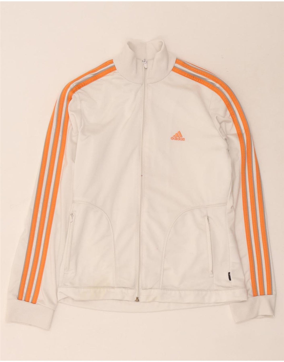 Adidas Damen Trainingsanzug Top Jacke UK 14 Mittelweißes Polyester