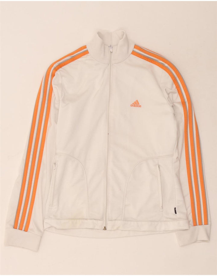 Adidas Damen Trainingsanzug Top Jacke UK 14 Mittelweißes Polyester