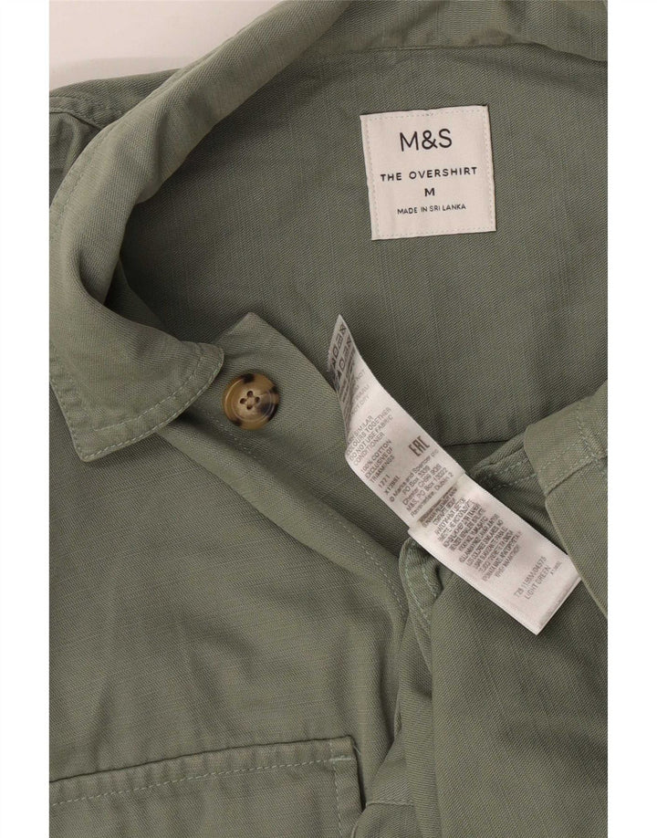Marks & Spencer Herren-Overshirt-Hemd aus mittelgrüner Baumwolle