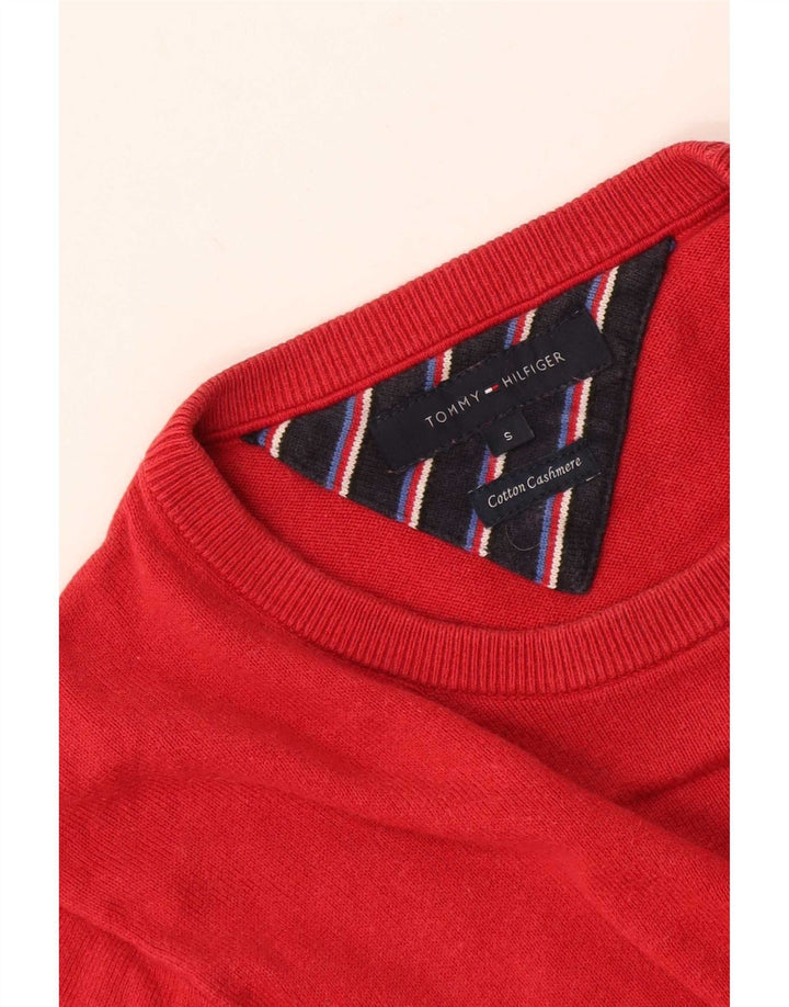 Tommy Hilfiger Herren-Pullover mit Rundhalsausschnitt, Größe S, rote Baumwolle